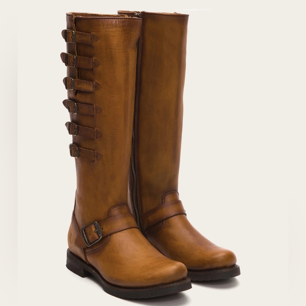 Frye Cognac Leather Knee High Boots